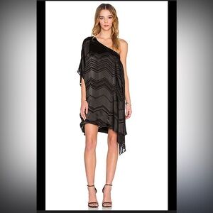 Ella Moss Vita Black One Shoulder Dress L $248